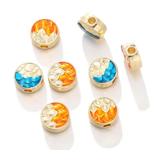 Gold-plated alloy beads featuring vibrant enamel scale patterns for DIY jewelry making