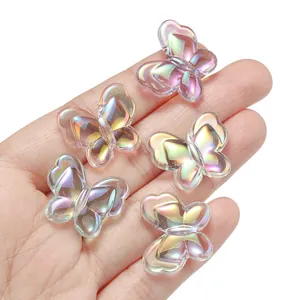 22mm iridescent acrylic butterfly beads for DIY hair accessories and jewelry making