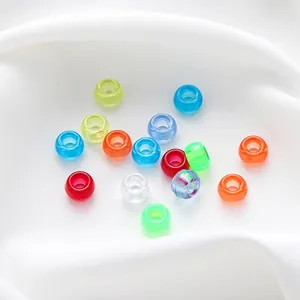 Bunte transparente Kunststoff-Tönnchenperlen mit 3,5 mm großen Löchern für DIY-Bastelarbeiten