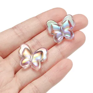 22mm iridescent acrylic butterfly beads with mermaid UV plating for DIY jewelry making