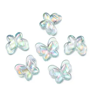22mm iridescent acrylic butterfly beads with mermaid aurora finish for DIY jewelry