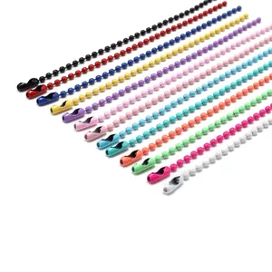 Close-up of various colored ball chains for DIY jewelry and keychain accessories