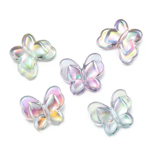 Iridescent mermaid butterfly beads in 22mm acrylic for DIY handmade jewelry making