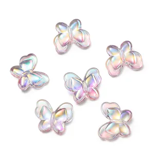 Sparkling iridescent 22mm acrylic butterfly beads for DIY jewelry and hair accessories