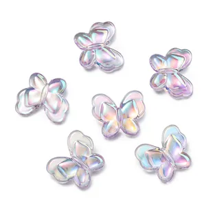 22mm iridescent translucent butterfly beads with mermaid finish for DIY hair accessories