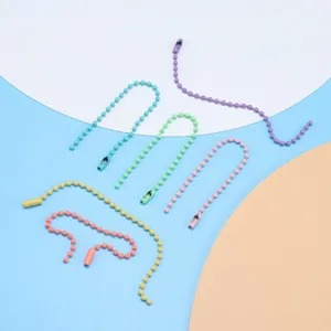 Colorful baked paint ball chains in various colors for DIY keychains and tag pendants