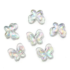 22mm iridescent acrylic butterfly beads with mermaid aurora effect for DIY crafts