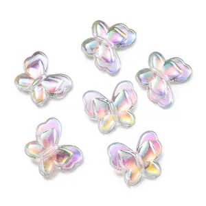 22mm iridescent acrylic butterfly beads for DIY jewelry and hair accessories