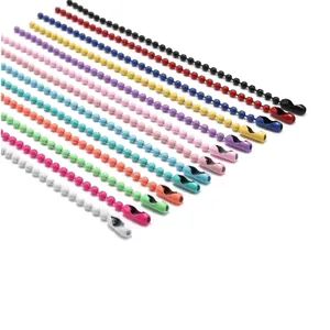 Painted Metal Ball Chain For DIY Jewelry Making Colorful Keychain Accessories Tag Hanging Ball Chain With Connectors