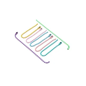 Colorful baked paint ball chains with connectors for DIY keychains and tag accessories.