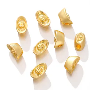 Golden Chinese ingot alloy spacer beads with large holes for DIY jewelry making