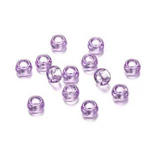 Transparente lavendellila Kunststoff-Fassperlen mit 3,5 mm großem Loch für DIY-Schmuck.