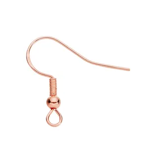 925 sterling silver rose gold earring hook with spring and ball for DIY jewelry craft