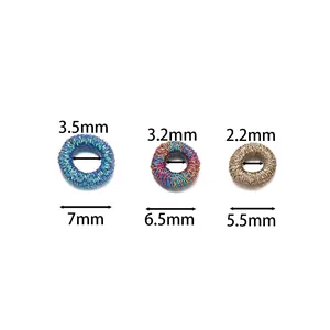 Macro view showing precise millimeter dimensions of colorful coiled wire jewelry beads