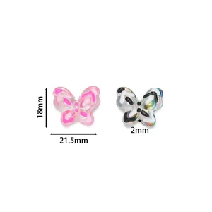 Dimensions détaillées des perles papillon en acrylique 21,5 mm pour bijoux DIY