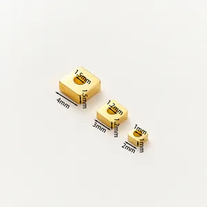 18K gold plated copper square spacer beads for DIY bracelets in 2mm 3mm 4mm sizes