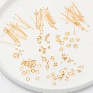 18K Verguld Sieraden Maken Componenten Set Koperen Bolkopspelden T-Spelden Buigringen Karabijnsluitingen Voor DIY Sieraden Accessoires