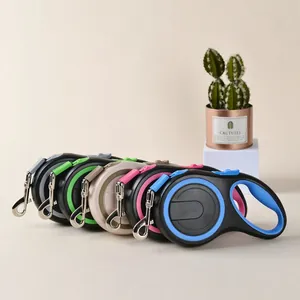 Group of automatic retractable dog leashes in various colors with a long 8m lead
