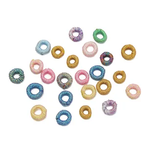 Assorted colorful metallic thread braided rings for DIY jewelry making accessories