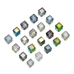 Perline a cubo in cristallo sfaccettato aurora boreale per gioielli fai da te
