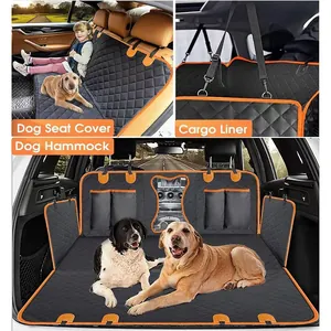 Multi-functional waterproof dog car seat cover hammock and cargo liner usage view
