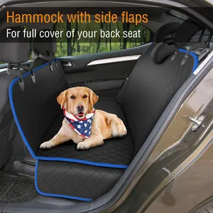 Housse de siège de voiture pour chien imperméable avec des rabats latéraux noirs