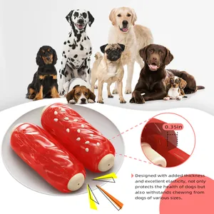 Detailansicht des langlebigen roten Hundekauspielzeugs, 0,35 Zoll dick und elastisch.