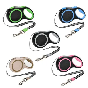 Heavy duty 8m retractable dog leash with reflective tape in five assorted vibrant colors