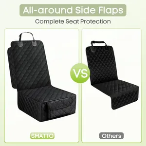 Detailed comparison showing full protection side flaps on waterproof pet car seat cover