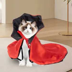 Mantello da vampiro rosso e nero per gatti e cani, costume di Halloween
