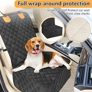 Detail of quilted black pet car seat cover showing full protection and scratch resistance