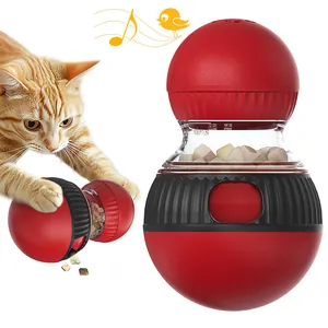 Interactive sound-making cat feeder toy tumbler for active play and mental stimulation