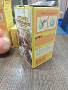 Close-up of retail packaging for an indoor interactive beetle glide cat toy