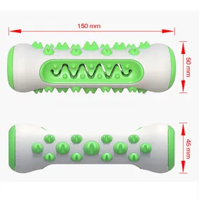 Professional green and white dog chew toy for teeth cleaning with 150mm size dimensions.