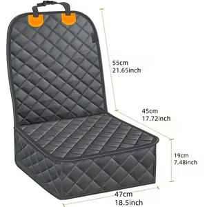 Detailed dimensions of the waterproof quilted black pet car seat cover for dogs and cats