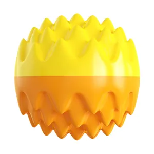 Durable two-tone spiked dog chew ball for effective molar training and teeth cleaning
