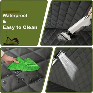 Detail view of waterproof car pet mat showing easy cleaning with vacuum and water