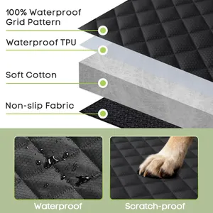 Detail of 4-layer waterproof scratch-proof pet seat cover with TPU and non-slip fabric
