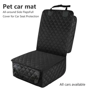 Waterproof quilted pet car seat cover for front seat protection and durability.