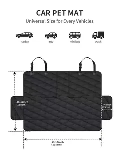Schéma des dimensions du tapis de voiture universel imperméable pour chiens.