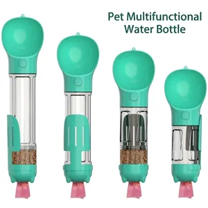Tragbare Mehrzweck-Haustier-Wasserflasche Hunde-Reisetränke Mit Futterbehälter Und Kotbeutelspender Outdoor ABS-Material