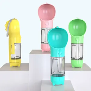 Multifunktionale tragbare Haustier-Wasserflasche und Spender für Hunde in vier Farben