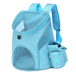 Sac à dos de transport bleu respirant pour chats et petits chiens voyage extérieur