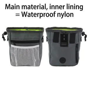 Sac de dressage pour animaux en nylon imperméable gris avec poche filet