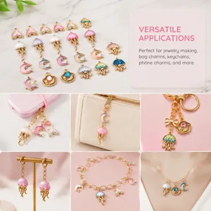 Detailed showcase of ocean-themed enamel charms used for DIY jewelry and accessories