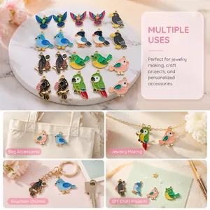 Breloques oiseaux en émail pour la création de bijoux, accessoires de sacs et DIY