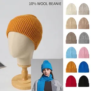 Klassische Unisex dicke 10% Wollstrickmütze für Herbst und Winter Outdoor-Aktivitäten