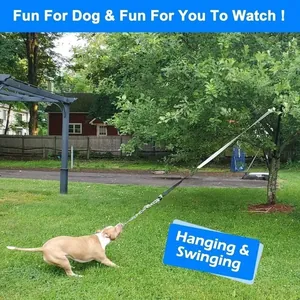 Jouet interactif de tir à la corde élastique pour chiens suspendu à un arbre dans le jardin