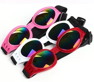 Lunettes de soleil pliables pour chien avec verres arc-en-ciel, rose, blanc et rouge
