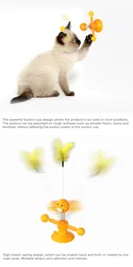 Multifunctional interactive cat toy featuring a strong suction cup and high elastic spring teaser